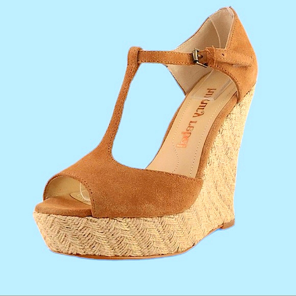 Luxury Rebel 🍒Nude Suede T-Strap 🍒 Platform Espadrille Sandals 🍒 8M - Picture 3 of 14